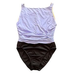 Vintage Miraclesuit Ruched One Piece Bathing Suit Swimwear Size 14 USA Made